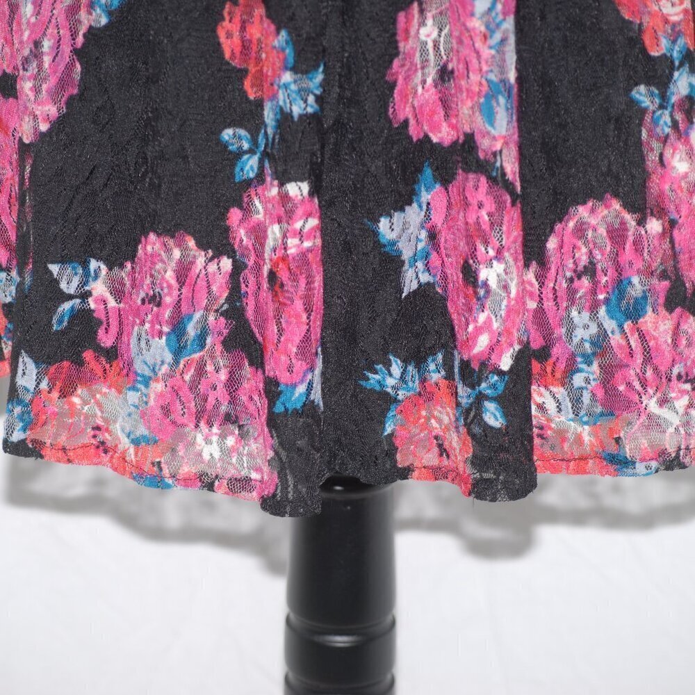 Cocktail Formal Dress EUC Womens Large Floral Black Lace Peekaboo Back - Picture 3 of 7